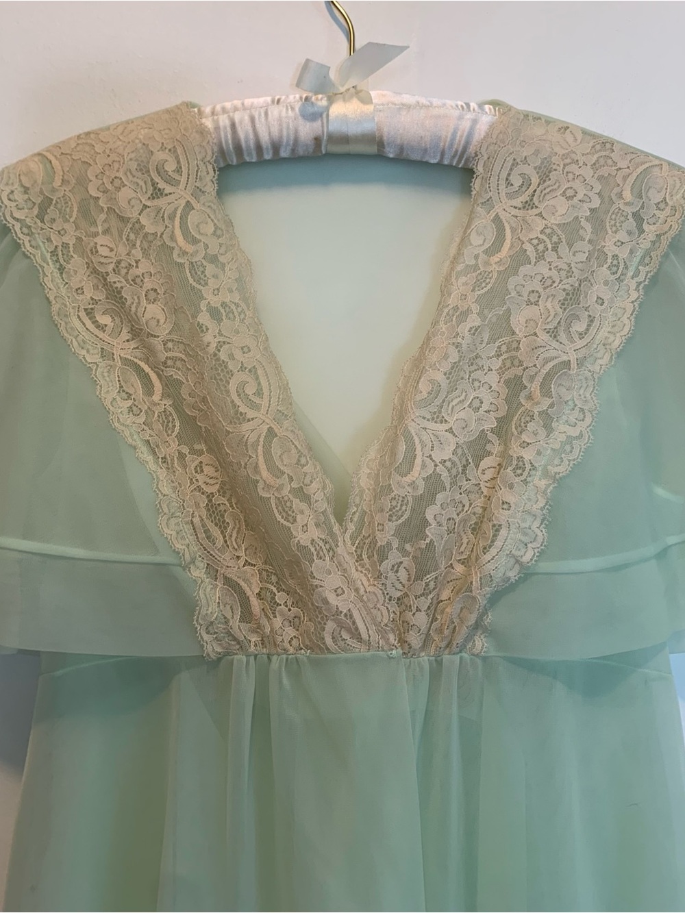 Vintage 70’s Shadowline Peignoir Set Sheer Chiffon Nightgown & Robe - Picture 4 of 14